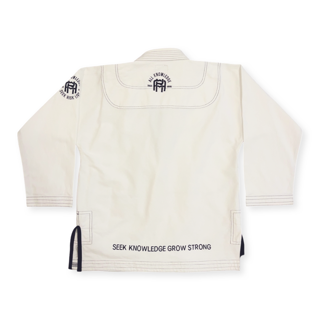 Seek Knowledge grow strong _ all knowledge white kimono